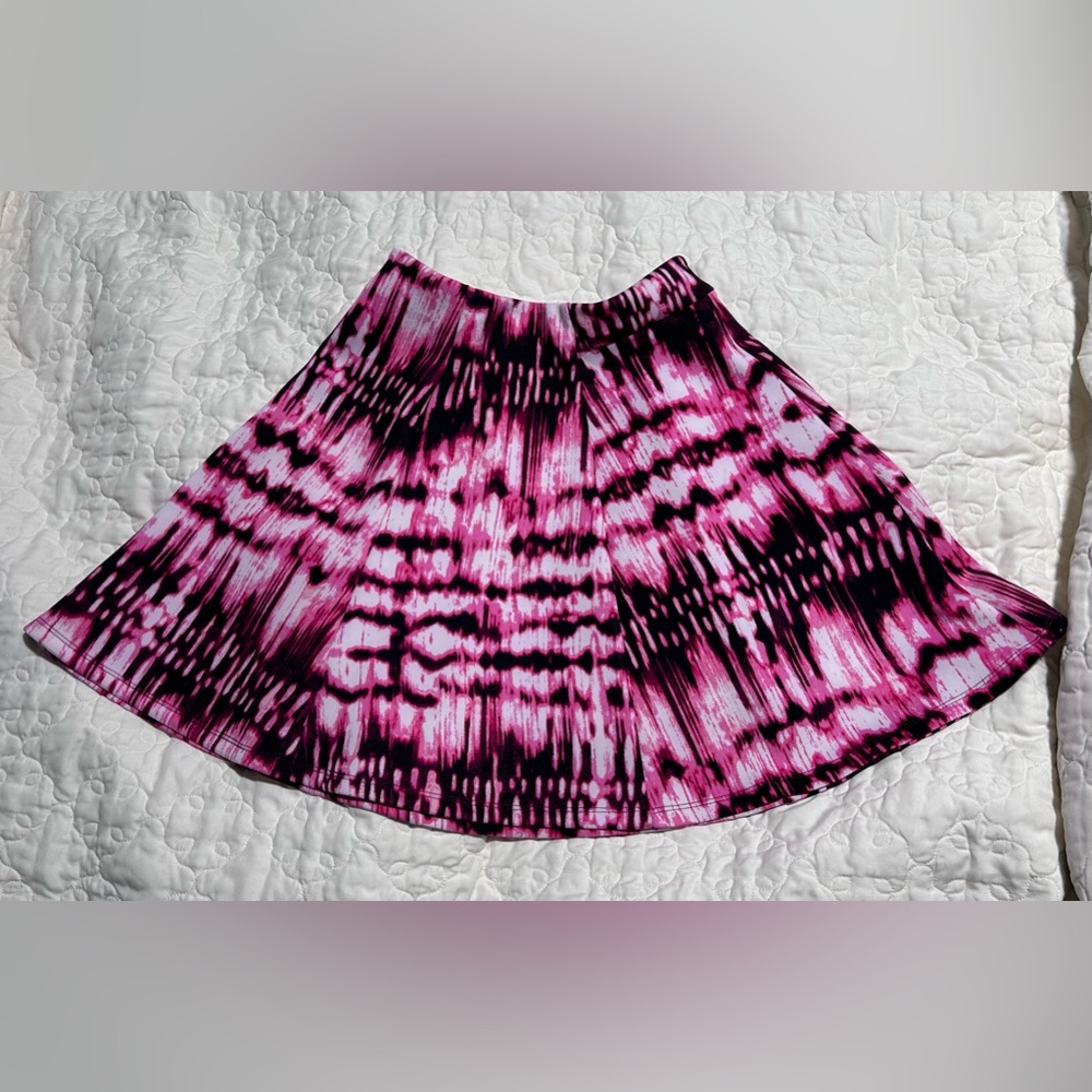 Decree Women's Pink Black Tie Dye Fit and Flare Sport Mini Skirt Size S Stretch